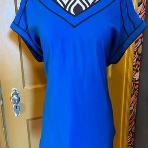 Express Blue Blouse with Black Accents Size L